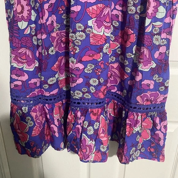 Rusty Dusty Floral V-Neck Midi Dress in Purple and Pink 1XL - Picture 4 of 6